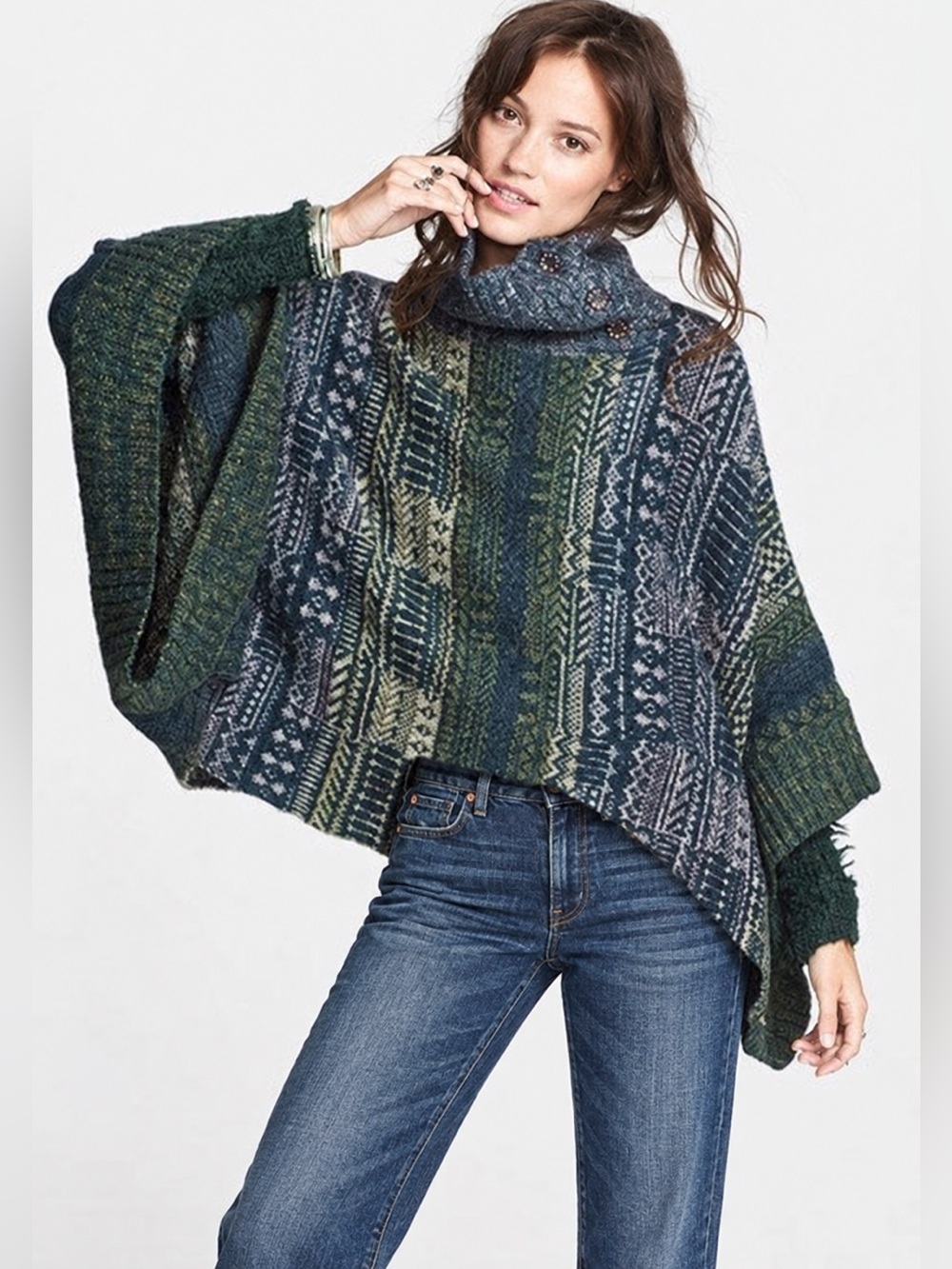 Free People Willow Poncho Sweater | Medium